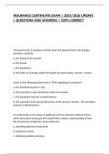 INSURANCE CERTIFICATE EXAM &vert; 2025&sol;2026 UPDATE &vert; QUESTIONS AND ANSWERS &vert; 100&percnt; CORRECT