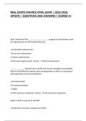 REAL ESTATE FINANCE FINAL EXAM &vert; 2025&sol;2026 UPDATE &vert; QUESTIONS AND ANSWERS &vert; SCORED A&plus;