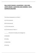 REAL ESTATE FINANCE I-CHAMPIONS &vert; 2025&sol;2026 LATEST UPDATE &vert; QUESTIONS AND ANSWERS &vert; WITH COMPLETE SOLUTION