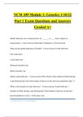 NCM 109 Module 1&colon; Genetics 1&sol;10&sol;22 Part 1 Exam Questions and Answers Graded A&plus;