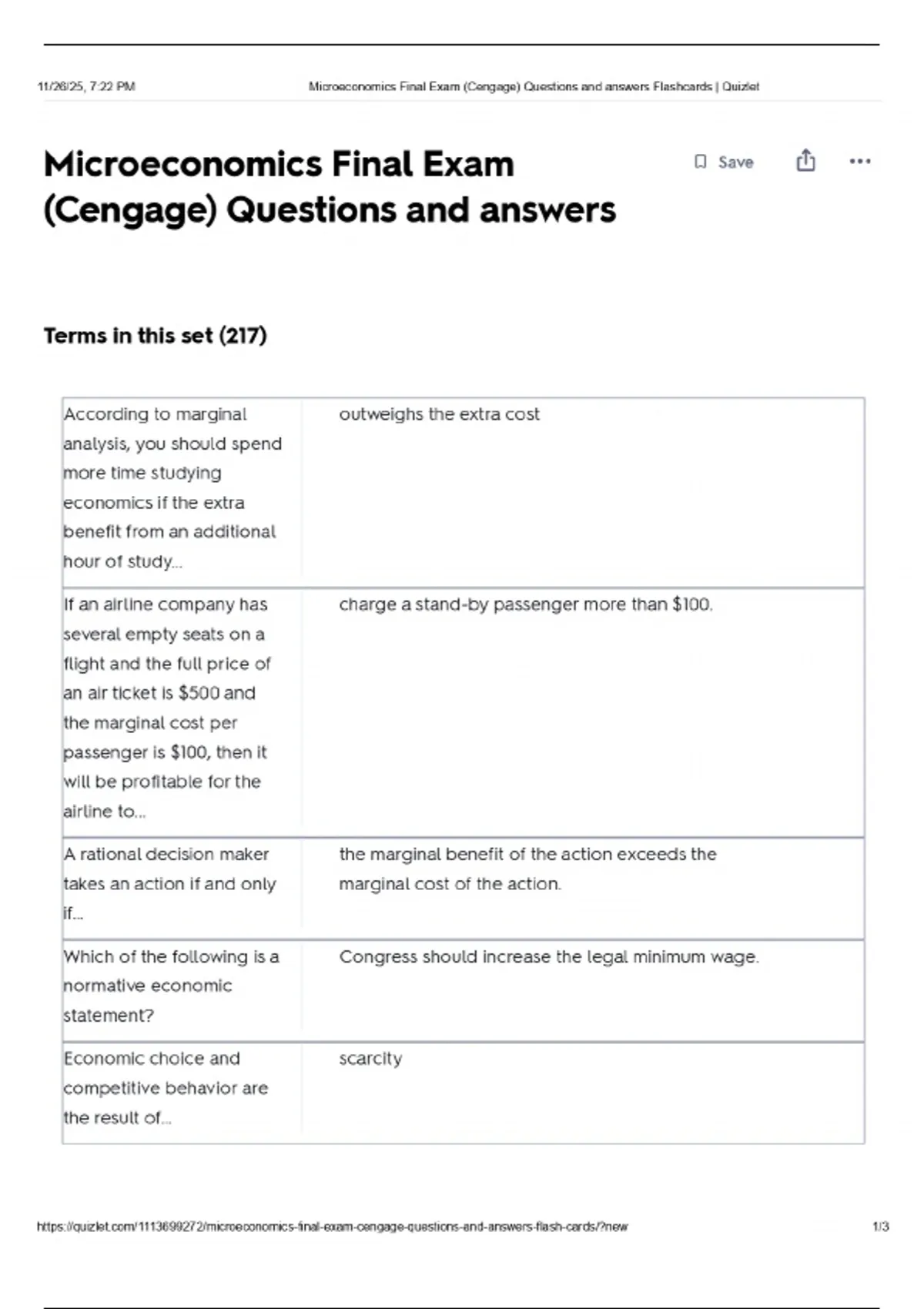 Microeconomics Final Exam (Cengage) Questions and answers Terms in this ...