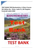 TEST BANK FOR Biochemistry&colon; A Short Course 5th Edition By &semi; Hines&comma; Justin K&period;&lpar; All Chapters Covered&rpar; Latest 2026