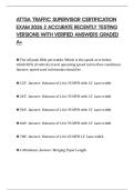 ATTSA TRAFFIC SUPERVISOR CERTIFICATION EXAM 2026 2 ACCURATE RECENTLY TESTING VERSIONS WITH VERIFIED ANSWERS GRADED A&plus;