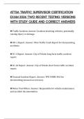 ATTSA TRAFFIC SUPERVISOR CERTIFICATION EXAM 2026 TWO RECENT TESTING VERSIONS WITH STUDY GUIDE AND CORRECT ANSWERS