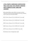 ATTSA TRAFFIC SUPERVISOR CERTIFICATION FINAL EXAM 2026 TWO UPDATED VERSIONS WITH COMPLETE STUDY GUIDE AND ANSWERS