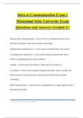 Intro to Communication Exam 1 Mississippi State University Exam Questions and Answers Graded A&plus;