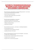AUTOMATIC TRANSMISSIONS MICHIGAN MECHANIC STUDY GUIDE QUESTIONS WITH CORRECT ANSWERS 2025