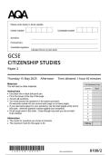 AQA GCSE CITIZENSHIP STUDIES 2025 PAPER 2 8100&sol;2 QUESTION PAPER and MARK SCHEME