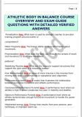 ATHLETIC BODY IN BALANCE COURSE  OVERVIEW AND EXAM GUIDE  QUESTIONS WITH DETAILED VERIFIED  ANSWERS