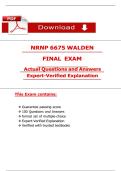 NRNP 6675 Final Exam Qs and Ans with Explanation &lpar;Latest 2025 &sol; 2026&rpar;&colon; Most Comprehensive to Pass the Exam&comma; 100&percnt; Verified - PDF