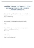  GOOGLE  CERTIFICATION LEVEL 1 EXAM 2025-2026 QUESTIONS AND CORRECT ANSWERS  GRADED A&plus;