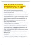 Florida Life & Health Insurance Exam  &lpar;2025&sol;2026 Latest Exam Prep&rpar; &vert; Complete  Study Guide & Verified Practice Q&A