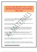 AP GOV TEST REVIEW&colon; UNIT 1 EXAM 2025&sol;2026 QUESTIONS AND ANSWERS 100&percnt; PASS