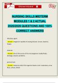 NURSING SKILLS MIDTERM MODULES 1 & 2 ACTUAL 2025&sol;2026 QUESTIONS AND 100&percnt; CORRECT ANSWERS