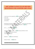 ART APPRECIATION EXAM 2025&sol;2026 QUESTIONS AND ANSWERS 100&percnt; PASS