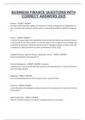 BUSINESS FINANCE QUESTIONS WITH CORRECT ANSWERS 2025