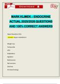 MARK KLIMEK &ndash; ENDOCRINE ACTUAL 2025&sol;2026 QUESTIONS AND 100&percnt; CORRECT ANSWERS