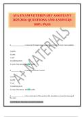 AVA EXAM VETERINARY ASSISTANT 2025&sol;2026 QUESTIONS AND ANSWERS 100&percnt; PASS