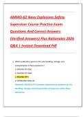 AMMO-62 Navy Explosives Safety  Supervisor Course Practice Exam  Questions And Correct Answers  &lpar;Verified Answers&rpar; Plus Rationales 2026  Q&A &vert; Instant Download Pdf
