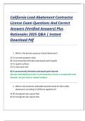 California Lead Abatement Contractor License &ndash; Exam Questions and Correct Answers &lpar;Verified 2025 Edition&rpar;