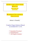 INSTRUCTORS SOLUTION MANUAL FOR BUSINESS STATISTICS 3RD EDITION BY DONNELLY