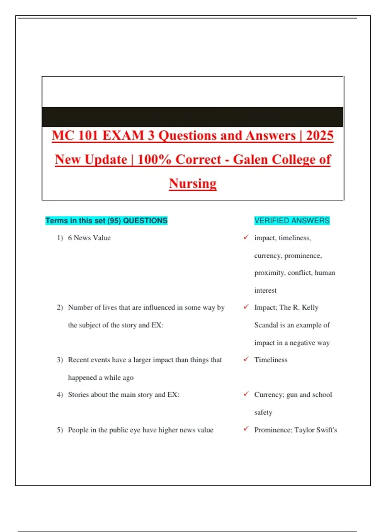 MC 101 EXAM 3 Questions and Answers | 2025 New Update | 100% Correct ...