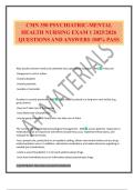 CMN 350 PSYCHIATRIC-MENTAL HEALTH NURSING EXAM 1 2025&sol;2026 QUESTIONS AND ANSWERS 100&percnt; PASS