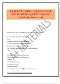 PRACTICE QUESTIONS CNA STATE EXAM 2025&sol;2026 QUESTIONS AND ANSWERS 100&percnt; PASS