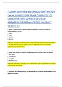 FLORIDA CERTIFIED ELECTRICAL CONTRACTOR  EXAM  NEWEST 2026 EXAM COMPLETE 100  QUESTIONS AND CORRECT DETAILED  ANSWERS &lpar;VERIFIED ANSWERS&rpar; &vert;ALREADY  GRADED A&plus;  