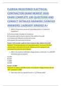 FLORIDA REGISTERED ELECTRICAL  CONTRACTOR EXAM NEWEST 2026  EXAM COMPLETE 100 QUESTIONS AND  CORRECT DETAILED ANSWERS &lpar;VERIFIED  ANSWERS&rpar; &vert;ALREADY GRADED A&plus;    