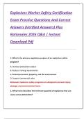 Explosives Worker Safety Certification  Exam Practice Questions And Correct  Answers &lpar;Verified Answers&rpar; Plus  Rationales 2026 Q&A &vert; Instant  Download Pdf 