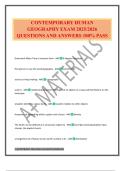 CONTEMPORARY HUMAN GEOGRAPHY EXAM 2025&sol;2026 QUESTIONS AND ANSWERS 100&percnt; PASS
