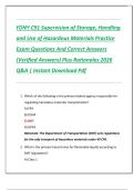 FDNY C91 Supervision of Storage&comma; Handling  and Use of Hazardous Materials Practice  Exam Questions And Correct Answers  &lpar;Verified Answers&rpar; Plus Rationales 2026  Q&A &vert; Instant Download Pdf