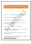 CUSTOMER SERVICE EXAM 2025&sol;2026 QUESTIONS AND ANSWERS 100&percnt; PASS