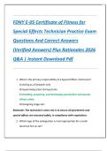 FDNY E-05 Certificate of Fitness for  Special Effects Technician Practice Exam  Questions And Correct Answers  &lpar;Verified Answers&rpar; Plus Rationales 2026  Q&A &vert; Instant Download Pdf 
