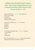 Midterm Exam Buad304 &lpar;Latest Update 2026 &sol; 2027&rpar; Organizational Behavior And Leadership Questions With Answers 100&percnt; Correct &lbrace;Grade A&rcub; &ndash; Usc  