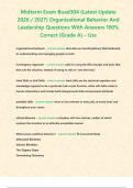 Midterm Exam Buad304 &lpar;Latest Update 2026 &sol; 2027&rpar; Organizational Behavior And Leadership Questions With Answers 100&percnt; Correct &lbrace;Grade A&rcub; &ndash; Usc   