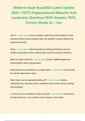Midterm Exam Buad304 &lpar;Latest Update 2026 &sol; 2027&rpar; Organizational Behavior And Leadership Questions With Answers 100&percnt; Correct &lbrace;Grade A&rcub; &ndash; Usc