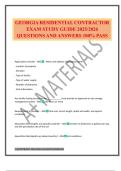 GEORGIA RESIDENTIAL CONTRACTOR EXAM STUDY GUIDE 2025&sol;2026 QUESTIONS AND ANSWERS 100&percnt; PASS