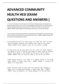 Advanced Community Health HESI Exam Questions and Answers 2026