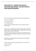 REAL ESTATE 101 - FINANCE FINAL PRACTICE QUESTIONS AND ANSWERS &vert; 2025&sol;2026 UPDATE &vert; WITH COMPLETE SOLUTION&period;