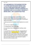 ATI FUNDAMENTALS FOR NURSING EDITION  11&period;0 EXAM QUESTION BANK NEWEST 2026  ACTUAL EXAM QUESTIONS AND CORRECT  DETAILED ANSWERS &lpar;VERIFIED ANSWERS&rpar; ALL  ANSWERED &lbrace;290 Q & A&rcub; ALREADY GRADED A&plus; &vert;  BRAND NEW&excl; &vert; 100&percnt; GUARANTEED PASS 