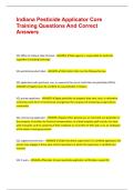 Indiana Pesticide Applicator Core Training Questions And Correct Answers