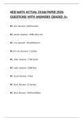 HESI MATH ACTUAL EXAM PAPER 2026 QUESTIONS WITH ANSWERS GRADED A+