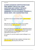 ALTERYX ADVANCED CERTIFICATION EXAM  PREP NEWEST 2026 ACTUAL EXAM  QUESTIONS AND CORRECT DETAILED  ANSWERS &lpar;VERIFIED ANSWERS&rpar; ALL  ANSWERED &lbrace;110 Q & A&rcub; ALREADY GRADED A&plus; &vert;  BRAND NEW&excl; &vert; 100&percnt; GUARANTEED PASS