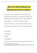 HESI A2 Critical Thinking Exam Questions and Answers Graded A&plus;