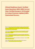  Clinical Readiness Exam&vert; Verified Exam Questions With 100&percnt; Correct Clear Verified Answers&vert; All Graded A&plus;&vert;Latest Premium Update&vert;100&percnt; Guaranteed Success&period;