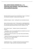 REAL ESTATE FINANCE MIDTERM &lpar;CH&period; 1 -7&rpar; &vert; QUESTIONS AND ANSWERS &vert; 2025&sol;2026 UPDATE &vert; WITH COMPLETE SOLUTION&period;