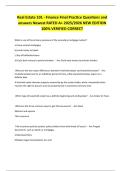 Real Estate 101 - Finance Final Practice Questions and answers Newest RATED A&plus; 2025&sol;2026 NEW EDITION 100&percnt; VERIFIED CORRECT 