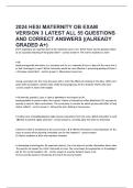 HESI MATERNITY OB EXAM VERSION 3 L&period;&period;&period;L 55 QUESTIONS AND CORRECT ANSWERS